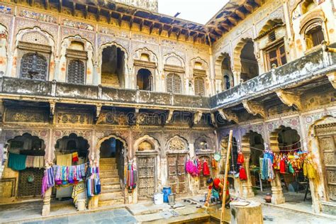 Inner Courtyard Of An Old Haveli In Mandawa Editorial Photo Image Of