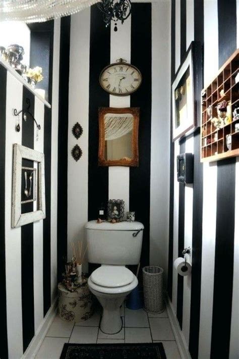 Maybe you would like to learn more about one of these? Black and white striped walls make any room attractive! | Gothic home decor, Powder room decor ...