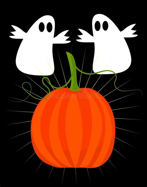 Ghosts And Pumpkin In Halloween Night Stock Vector Illustration Of