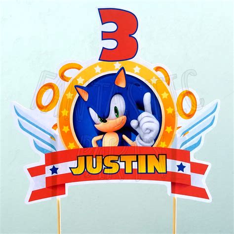 Personalized Sonic Cake Topper Printable Party Decor Etsy