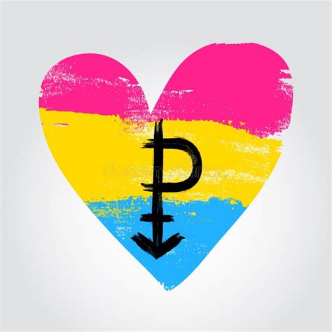 Pansexual Pride Flag In A Form Of Heart With P Symbol Stock Vector Illustration Of