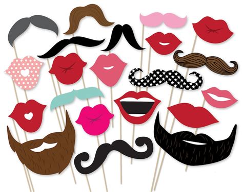 Printable Mustache Photo Booth Props Lips And Beard Photo Etsy Ireland