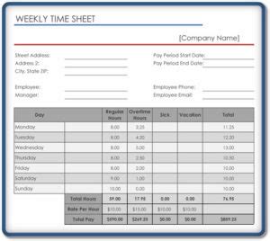 weekly timesheet template excel word excel examples