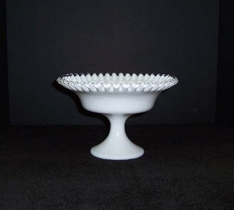 Fenton Silver Crest Milk Glass Crimped Footed Round Compote Bowl Triple A Resale