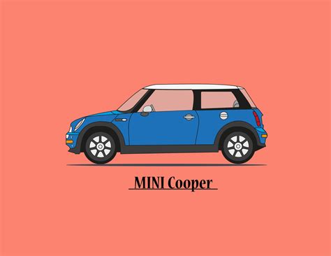 Mini Cooper Illustrator Vector Art Cat Travel Mini Cooper S Car