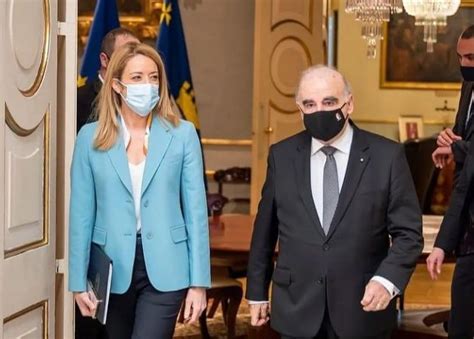 European Parliament Metsola In Talks With The President Of Malta