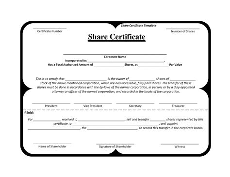 share certificate template south africa printable