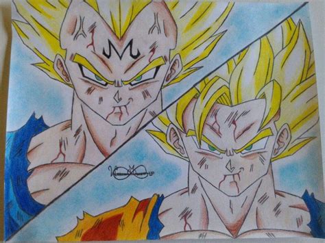 Collection of drawing ideas, how to draw tutorials. Drawing Goku vs Majin Vegeta | DragonBallZ Amino