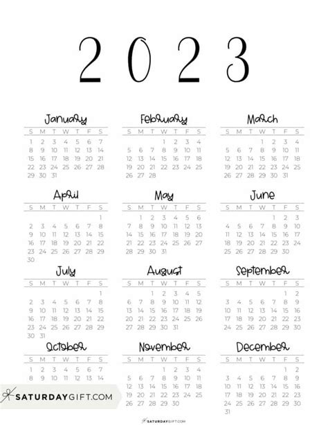 Free Printable Yearly Calendar 2023 Shopmall My
