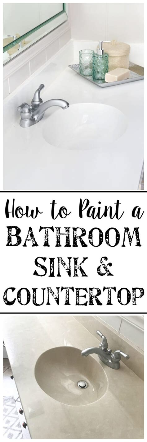 How to paint a bathroom sink. DIY Painted Bathroom Sink Countertop - Bless'er House