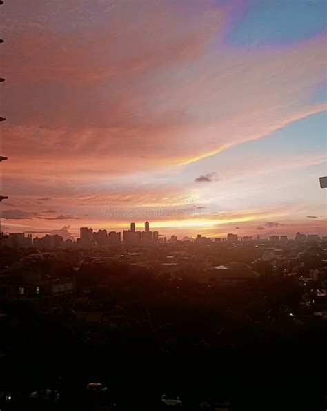 Beautiful Horizon Sunset In City Editorial Stock Photo Image Of Night