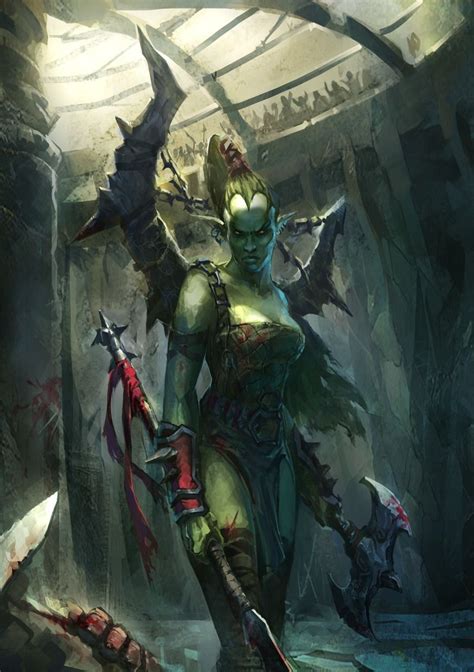 Woman Orc Warrior Picture Sadly I Dont Know The Artist Dark Fantasy Fantasy Women Fantasy