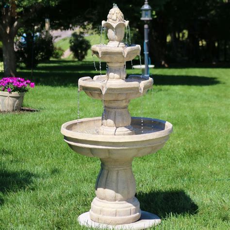 Sunnydaze Outdoor Water Fountain Large 3 Tiered Fountain And Backyard