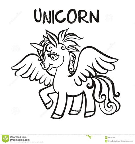 A long time ago, people believed in creatures that looked like white horses or goats, with one horn in the middle of their forehead. Unicorn. Vector Artwork. Coloring Book Pages For Adults And Kids Stock Illustration ...