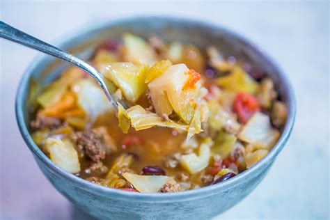 Hearty detox cabbage soup diet recipe is less than 100 calories per serving and made with metabolism boosting ingredients! One Pot Hamburger Cabbage Soup