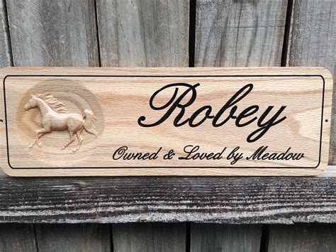 Horse Stall Signs Wood Carved Sign For Horse Barn Door Name Plate