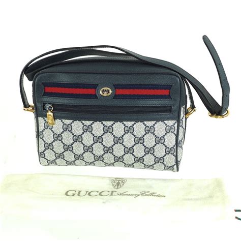 Vintage Gucci Blue Gg Monogram Box Excellent Shoulder Bag Nina Furfur