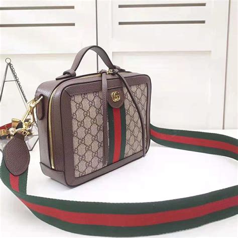 Gucci Gg Women Ophidia Small Gg Shoulder Bag In Beigeebony Gg Supreme
