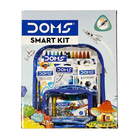 Doms Smart Stationery Kit 10 Pcs In Kit With Transparent Zipper Bag