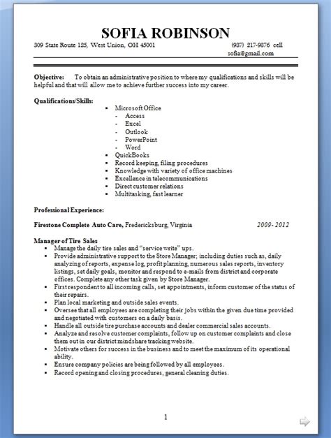 Education qualification table format in resume resume format. Manager of Tire Sales Sample Resume Format in Word Free ...