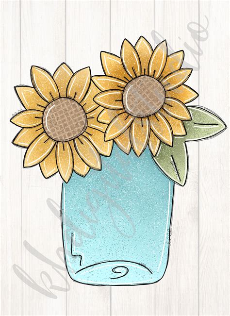 Free Svg Sunflower In Mason Jar Svg 3516 Dxf Include