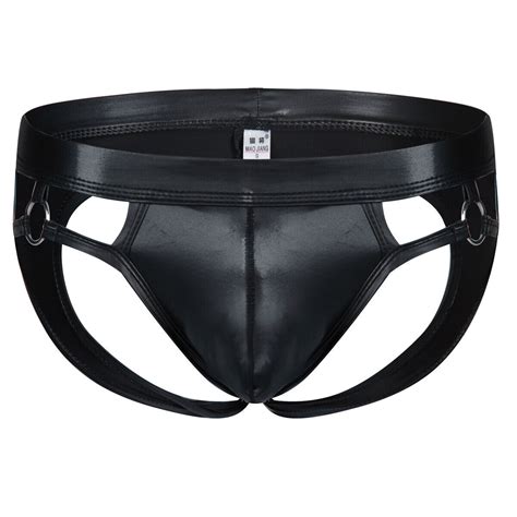 Sexy Mens Male S Thongs Underwear Faux Leather Jockstrap Underwear Jumpsuit New Ebay