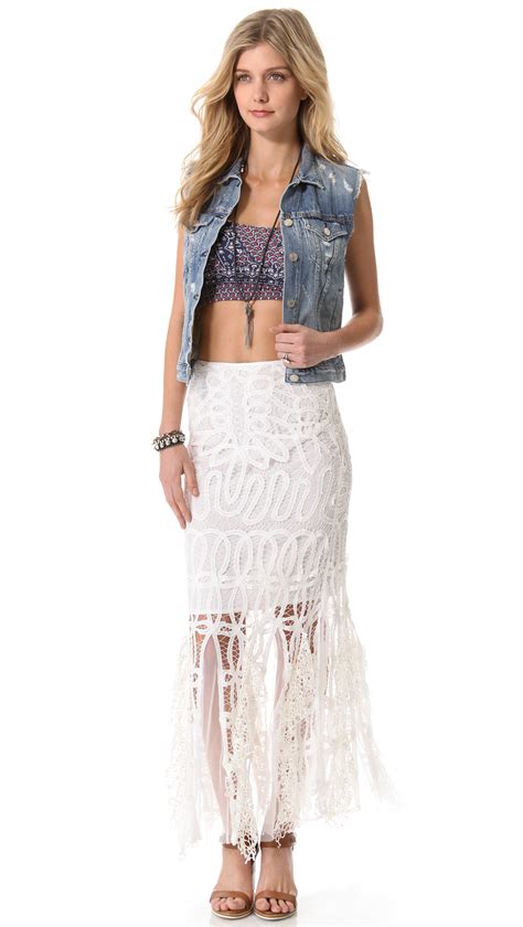 Free People Pieced Lace Maxi Skirt In Ivory White Lyst