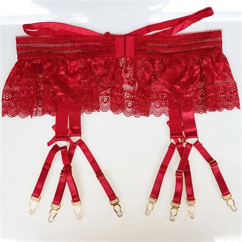 Sexy Garters Lace Women Sexy Suspender Belts Female Bow 8 Straps Gold Metal Buckles Garter Belts