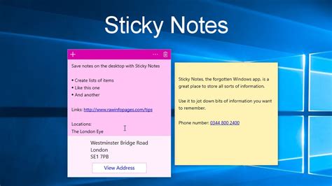 Store notes and more on the desktop in Windows Sticky Notes