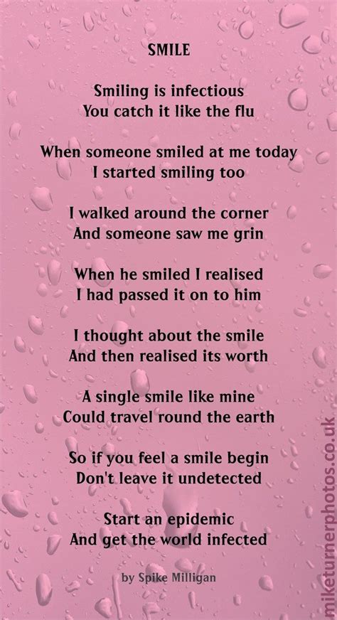 Smile Poem By Spike Milligan Inspirational Poems For Kids English