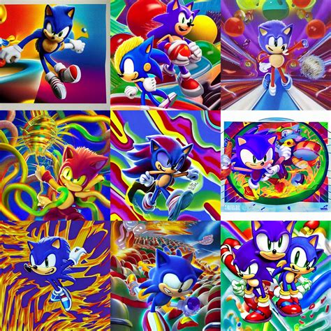 Sonic Hedgehog Surreal Sharp Detailed Professional Stable