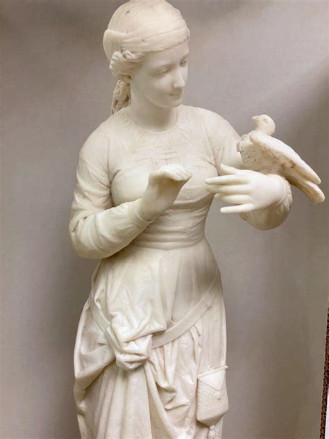 19th Century Italian Renaissance Revival Marble Statue Maiden Holding A