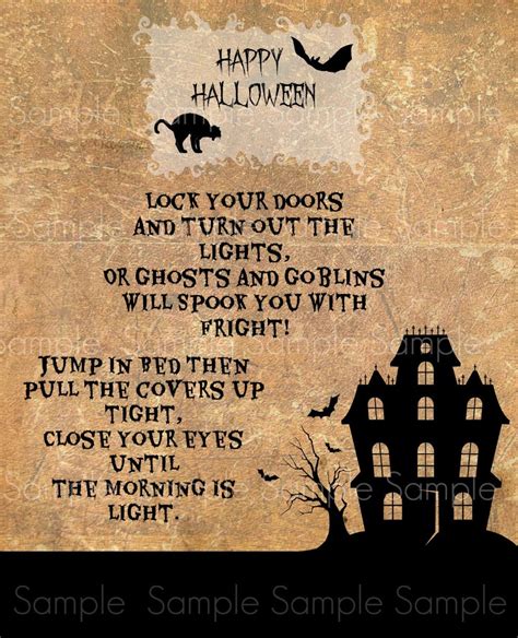Primitive Halloween Haunted House Poem Feedsack Logo Primitive Label