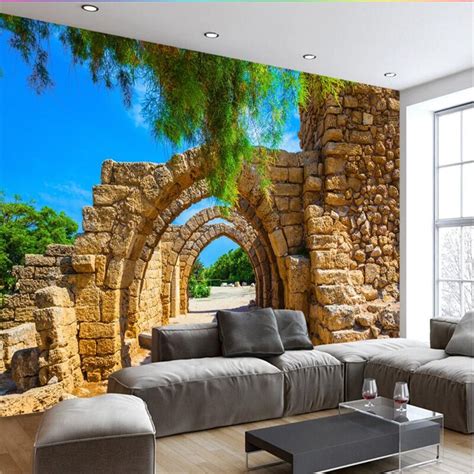 Beibehang Customize Any Size 3d Stereo European Retro Arch Ruins