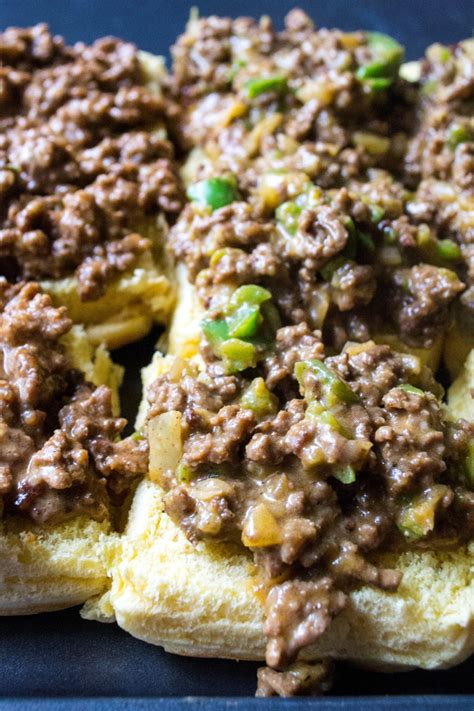 We have had philly cheese steak grilled cheese sandwiches in our rotation for years (because they are amazing) and one day. Philly Cheesesteak Sloppy Joes Sliders | A Wicked Whisk