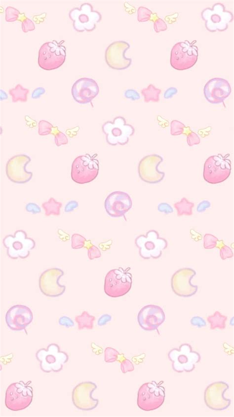 Download Pink Kawaii Pastel Cute Strawberry Wallpaper