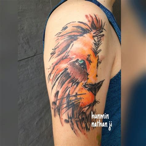Abstract Half Face Of Lion Tattoo Artists Tattoos Watercolor Tattoo