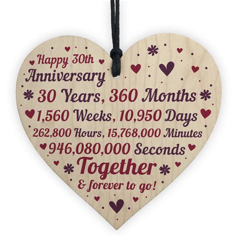 Wish your husband by sending some romantic wedding anniversary wishes, messages, quotes, and statuses on his 1st, 2nd, 3rd, 4th, 5th, 10th marriage anniversary. Anniversary Wooden Heart To Celebrate 30th Wedding Anniversary