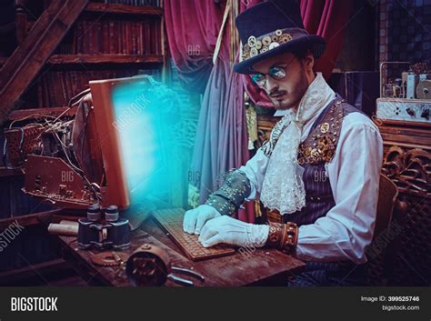 Handsome Steampunk Man Image And Photo Free Trial Bigstock