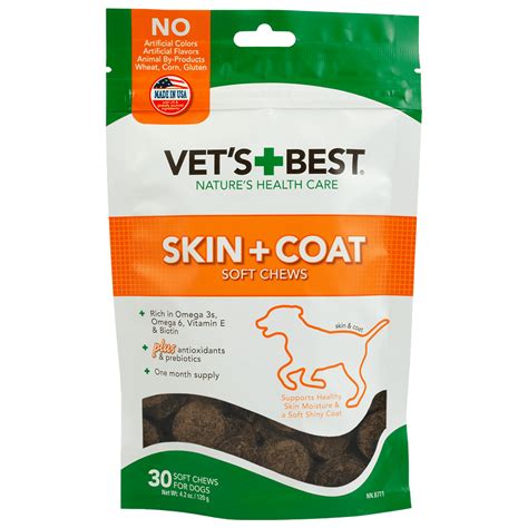 Vets Best Skin And Coat Dog Supplements Formulated With Vitamin E And