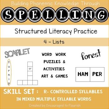 Spelling R Controlled Vowels In Mixed Multi Syllable Words Games And Activities