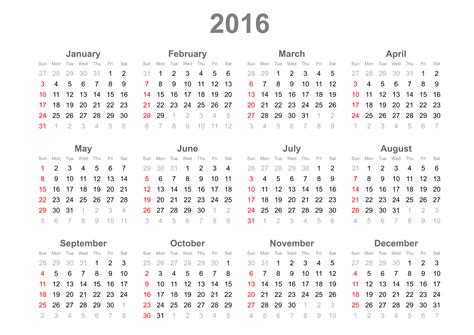 2016 Monthly Calendar Template 16 Free Printable Temp