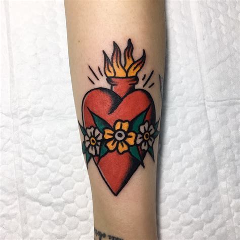 Traditional Sacred Heart Tattoo Flash