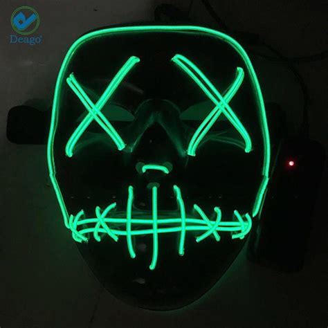 Deago Halloween Mask Led Light Up El Wire Cosplay Glowing Mask The