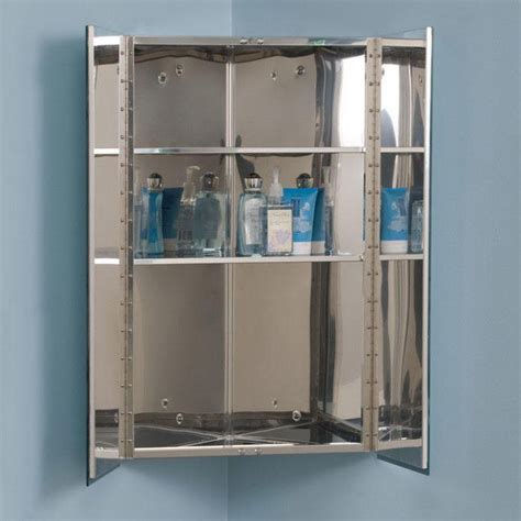 Camargo Stainless Steel Corner Medicine Cabinet With Mirror Corner