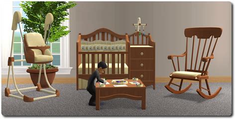 Mod The Sims Nursery Add Ons Ii A Rocking Chair And Haffa Crib Recolors