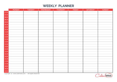 7 Day Free Printable Weekly Planner
