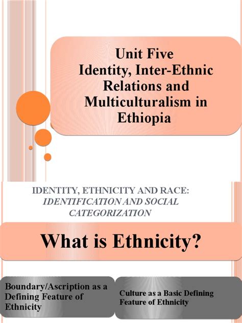 Unit Five Identity Inter Ethnic Relations And Multiculturalism In