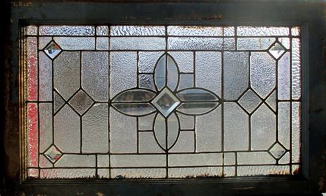 Antique American Stained Glass Transom Window 36 X 22 ~ Architectural
