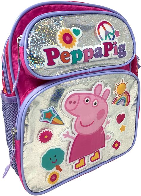 12 Peppa Pig Pink Backpack Characters On The Front 46453